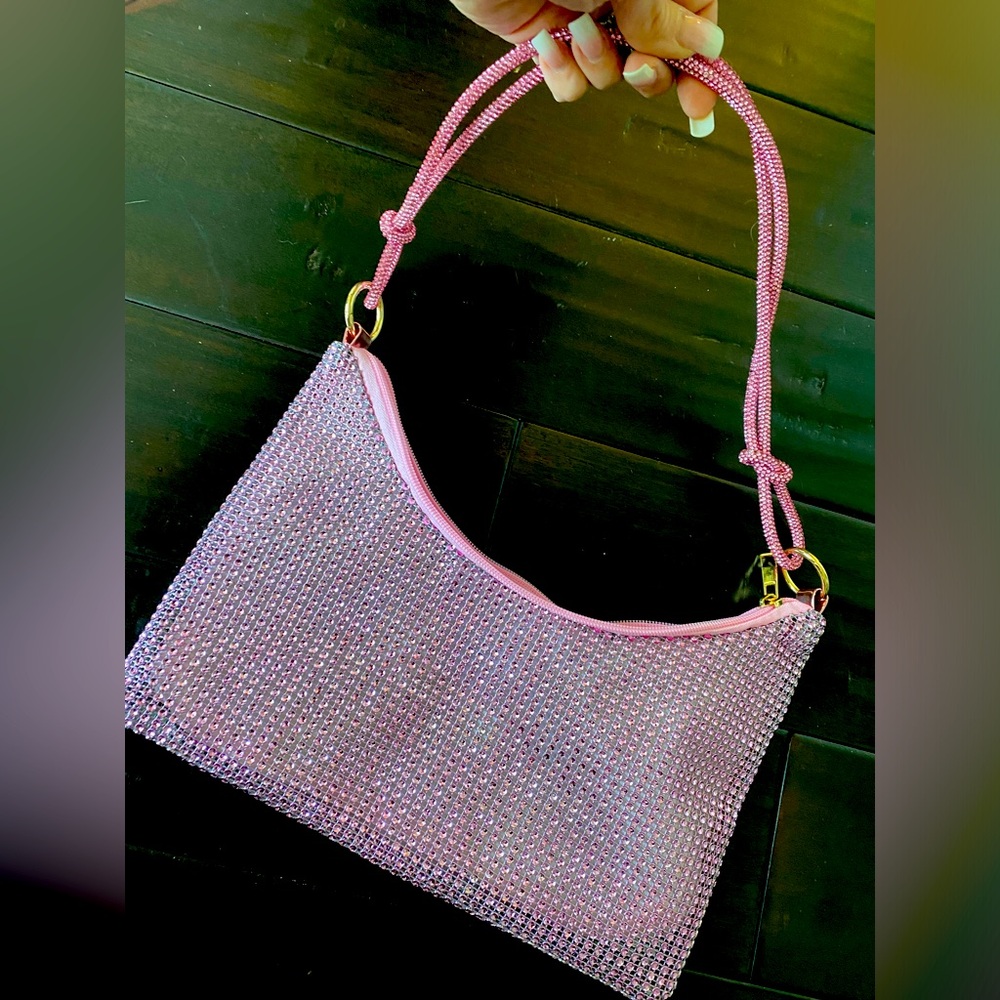 Pink purse with gold strap